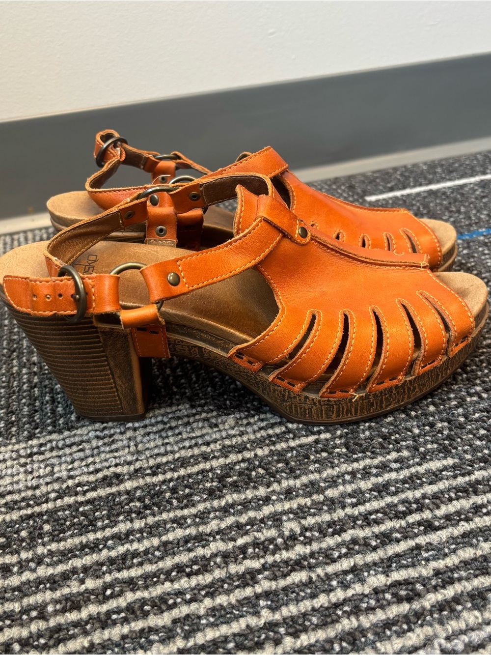 Dansko Randy Brandy Orange Leather Heeled Sandals Shoes Slingback 40 US 9.5-10 - Picture 4 of 10